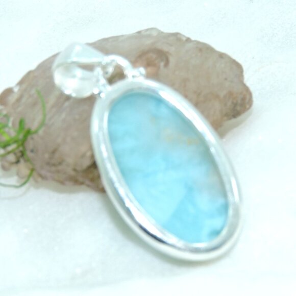 Larimar Gemstone Pendant, 925 Sterling Silver, Handmade Design Pendant - Picture 3 of 5